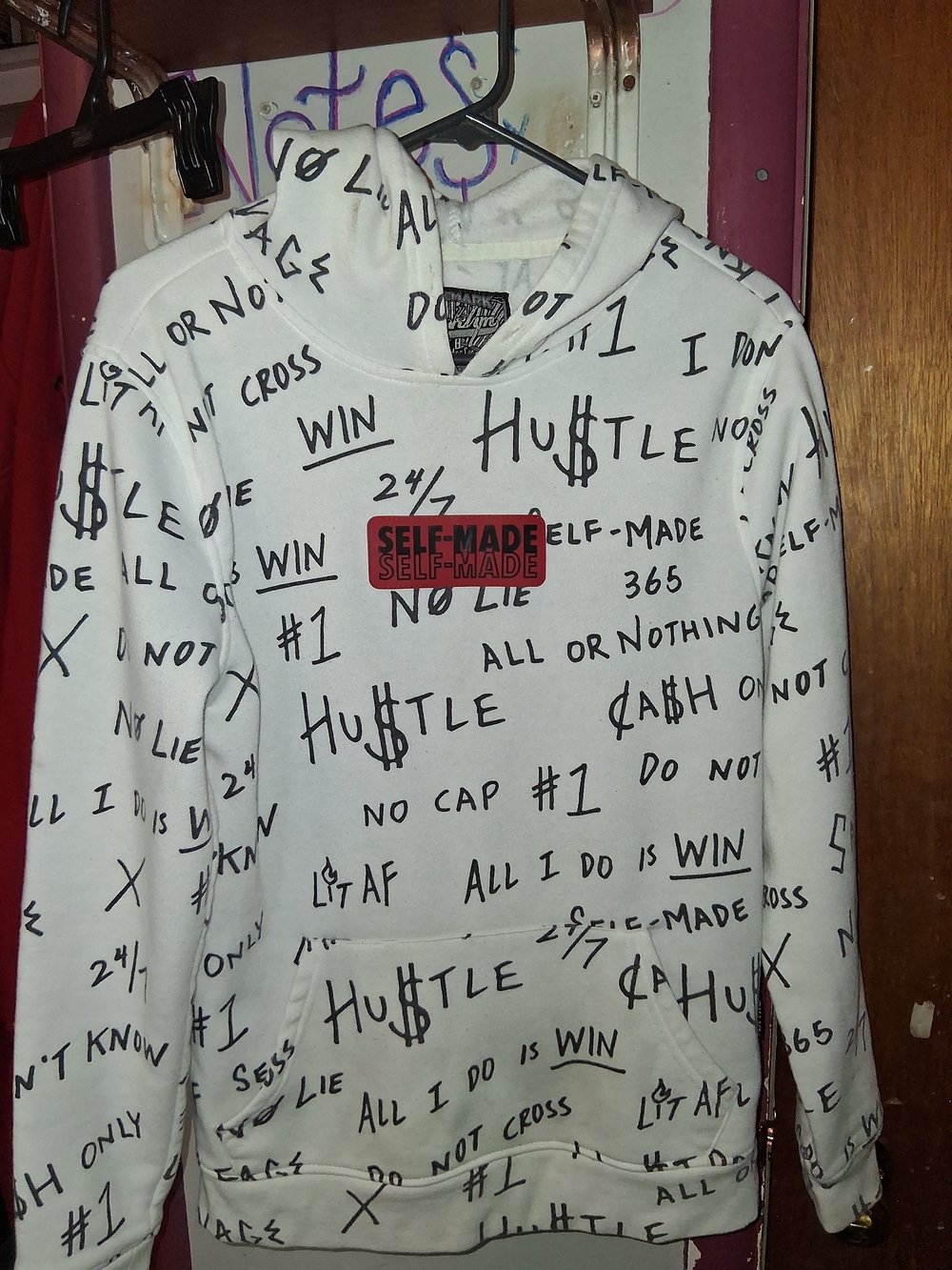 Brooklyn Cloth White Hoodie with Black Label Patch